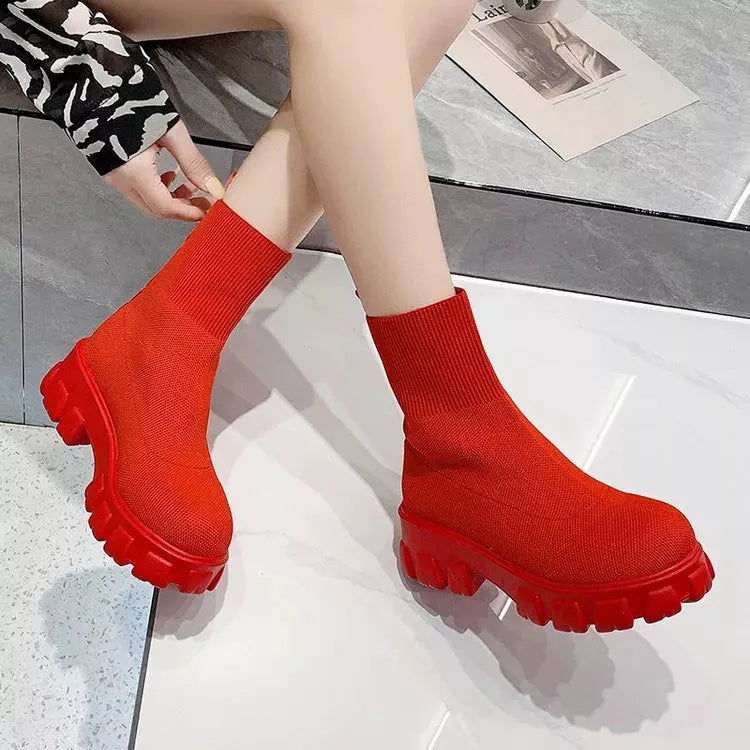 Round Toe Block Heels Boots by Partner Label