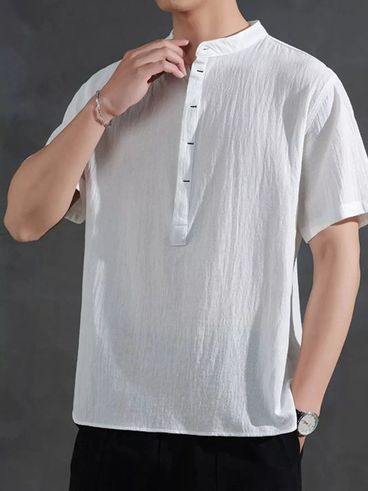 Men's Plus Size Button Detail Short Sleeve Shirt by Trendsi