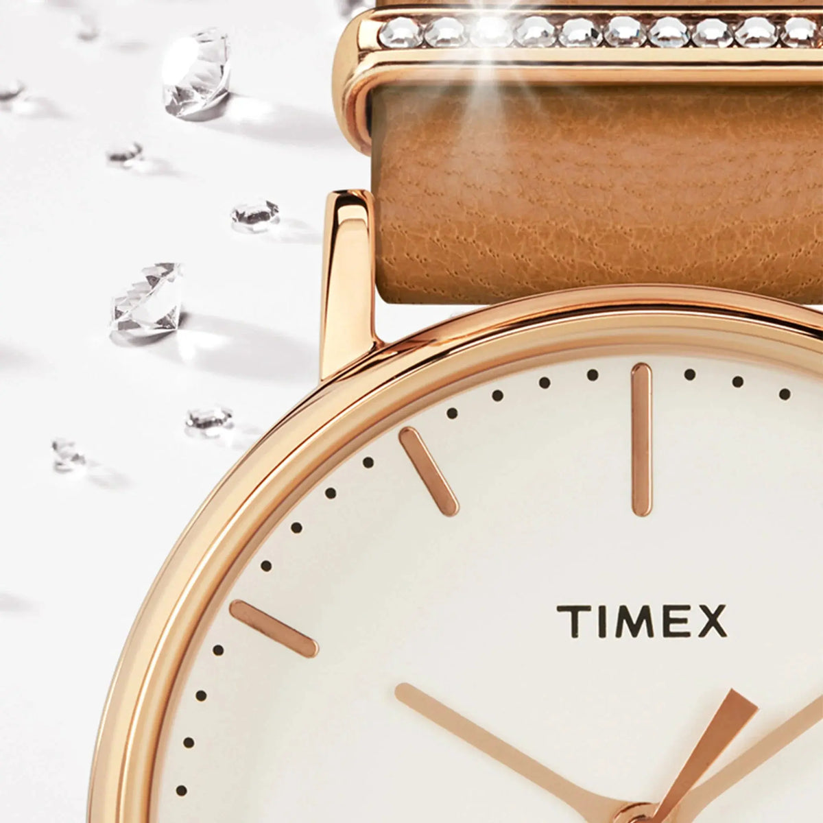 Timex Women's Tan Leather Watch, Off White Dial | Tw2r70200 by TIMEX