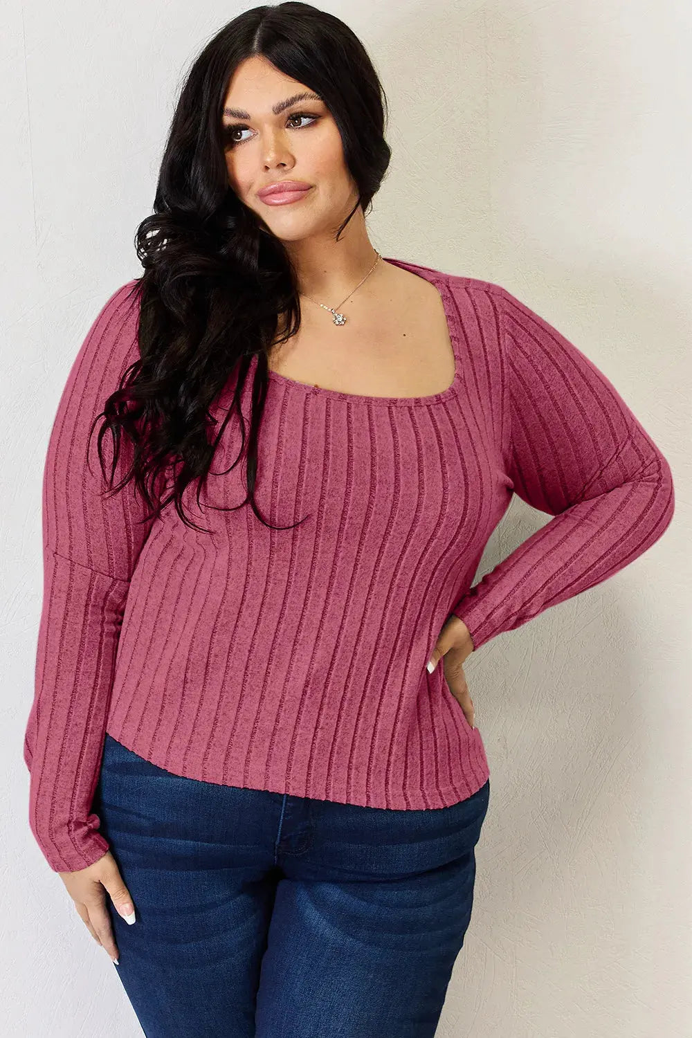 Basic Bae Full Size Ribbed Long Sleeve T‑Shirt | Partner Labels Selection by Partner Label