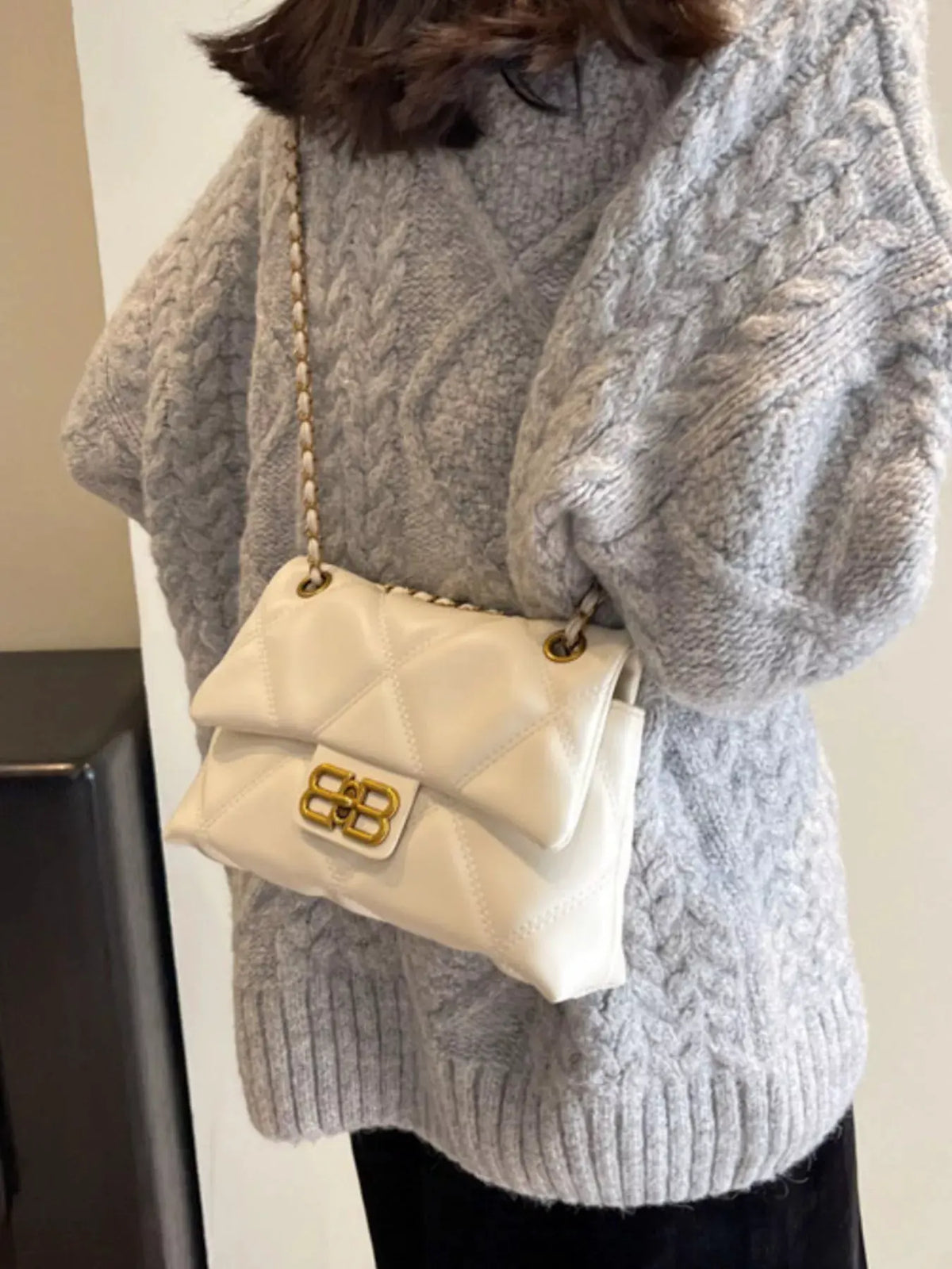 Quilted Flap Chain Crossbody Bag by Partner Label