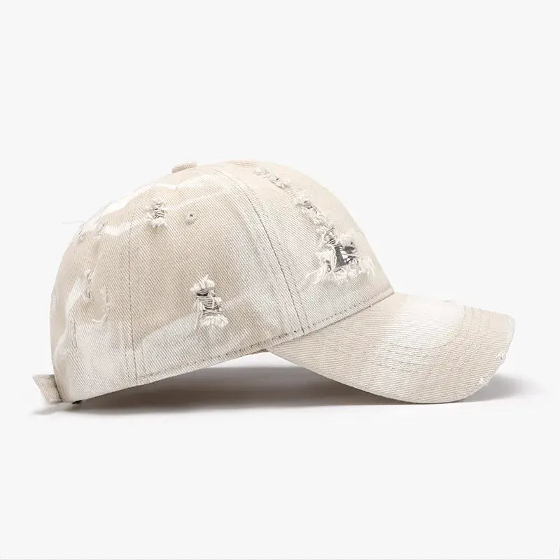 Distressed Adjustable Cotton Baseball Cap by Partner Label