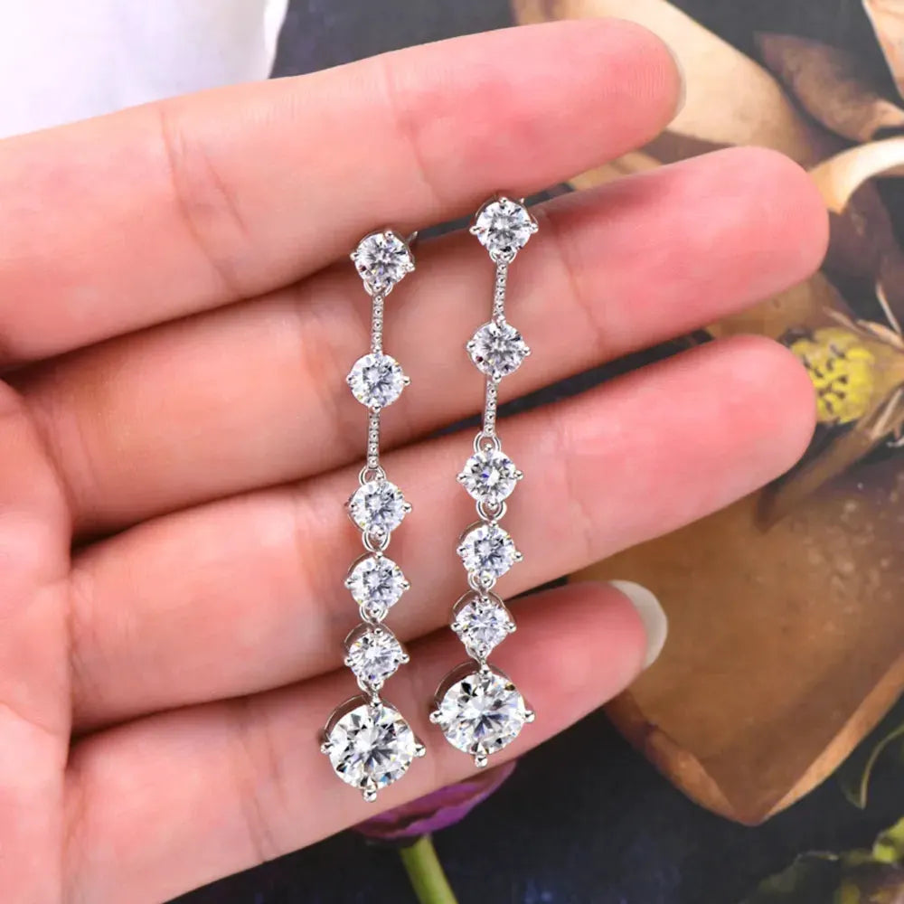 4 Carat Moissanite 925 Sterling Silver Earrings by Partner Label