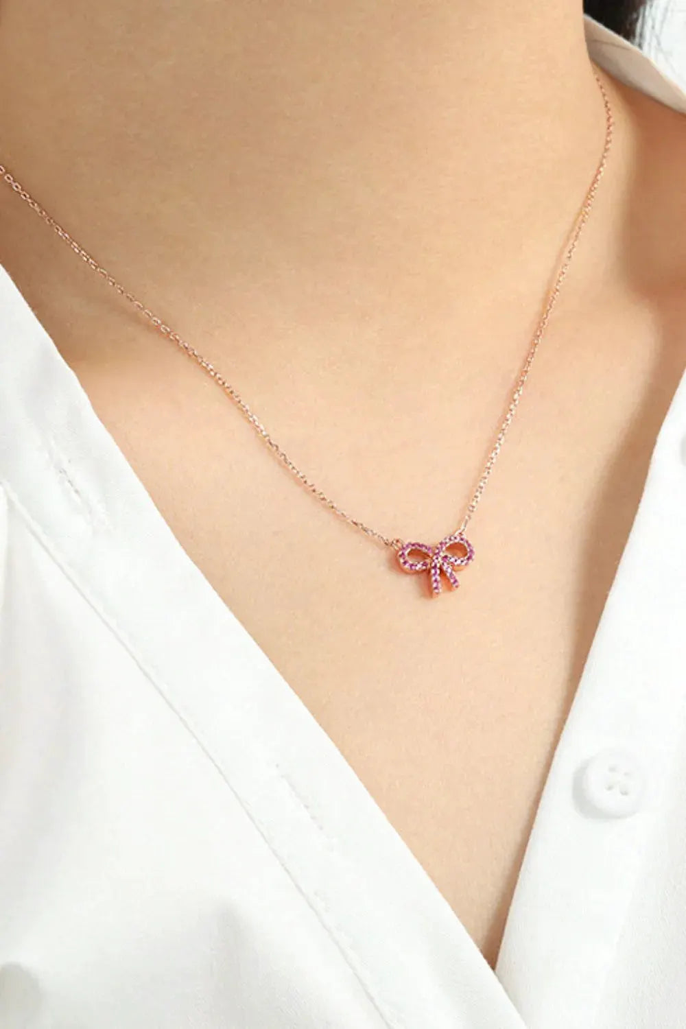 925 Sterling Silver Bow Necklace by Partner Label