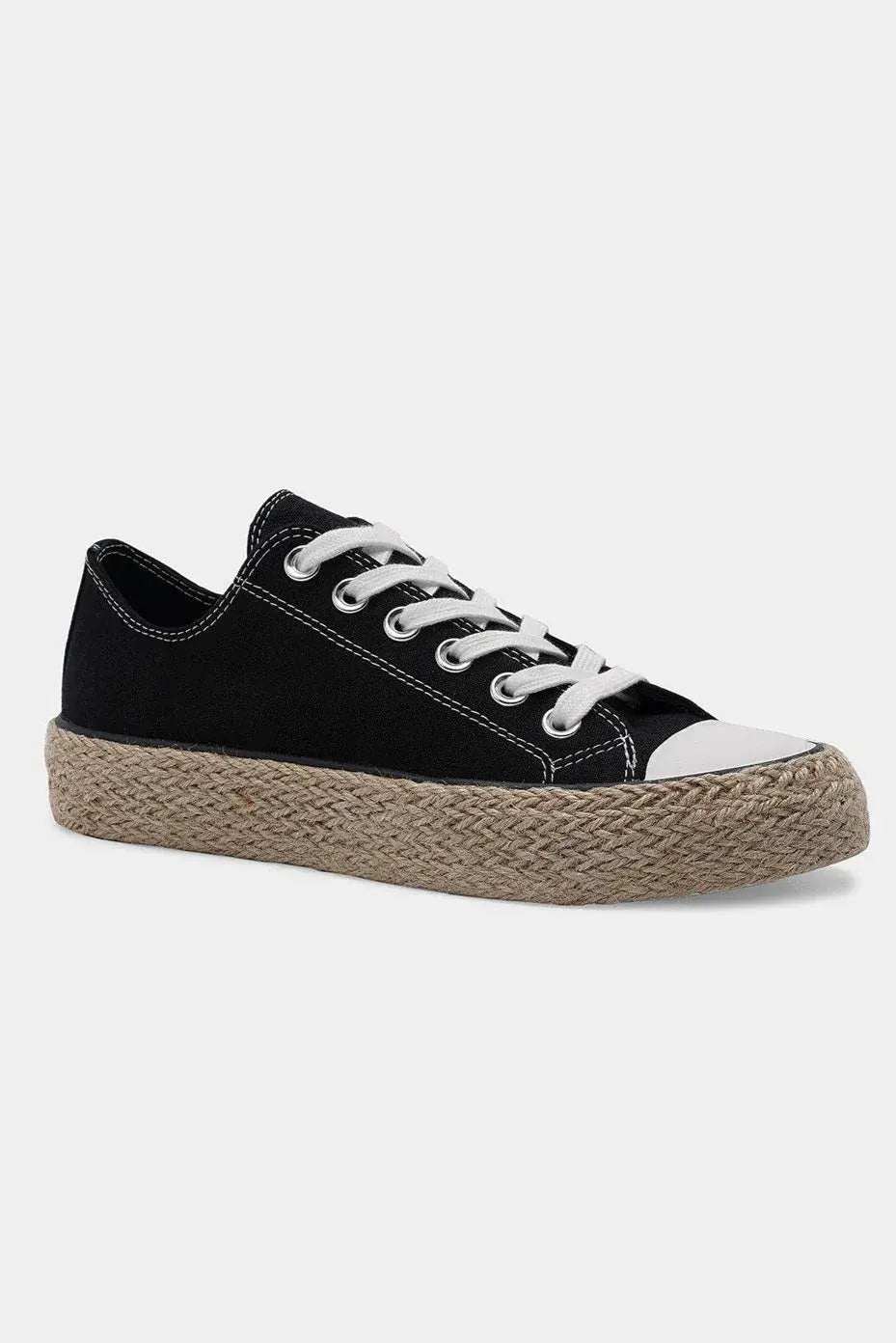 Beast Fashion Lace Up Woven Espadrille Sole Sneakers by Beast Fashion