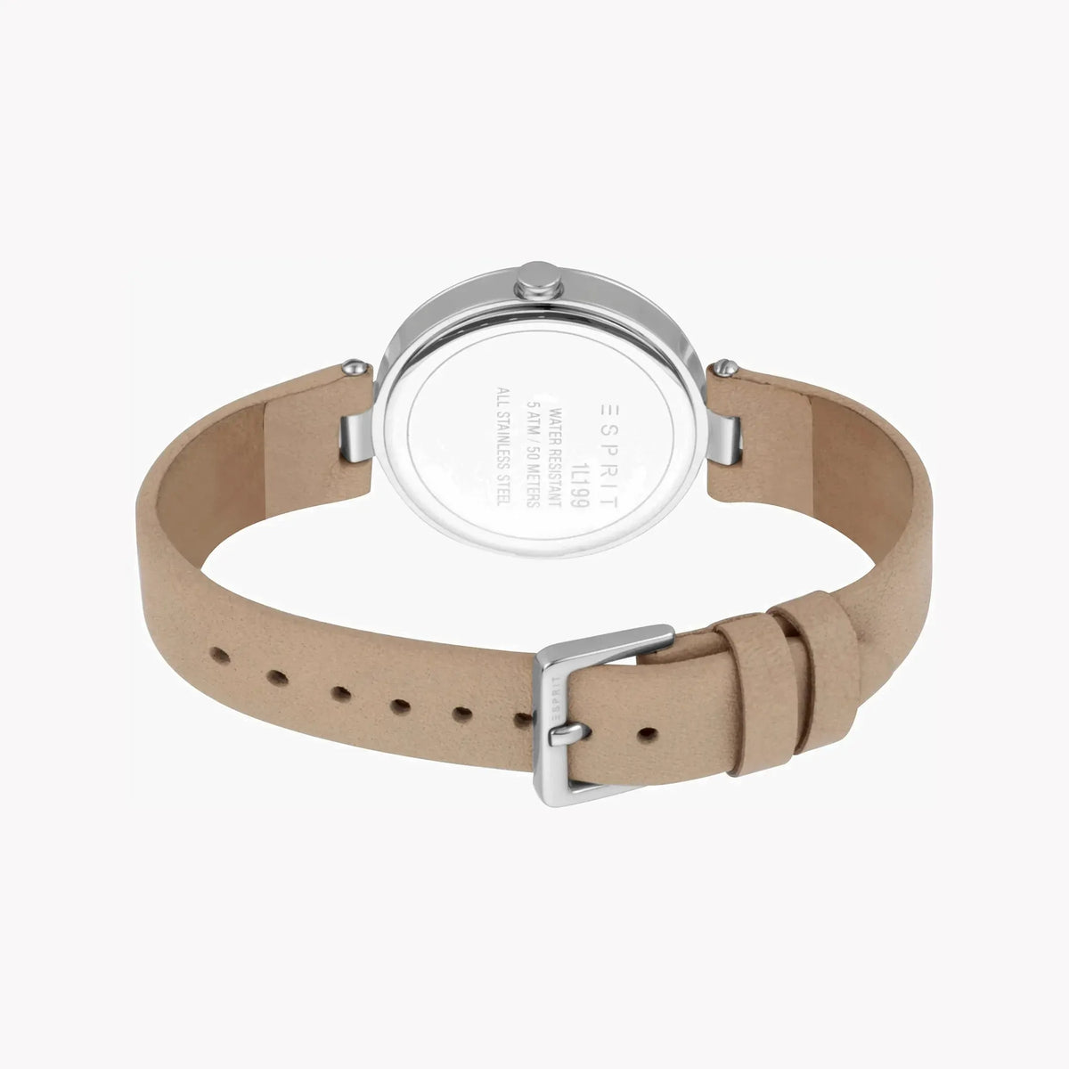 Esprit Women's Beige Leather Watch, White Mother Of Pearls | ES1L199L1015 by ESPRIT