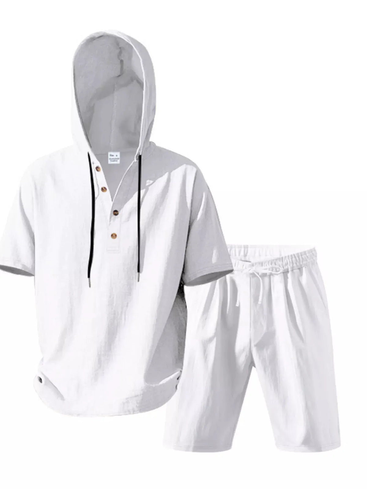 Men's Full Size Casual Short Sleeve Hooded Top & Shorts Set Plus Size by Trendsi