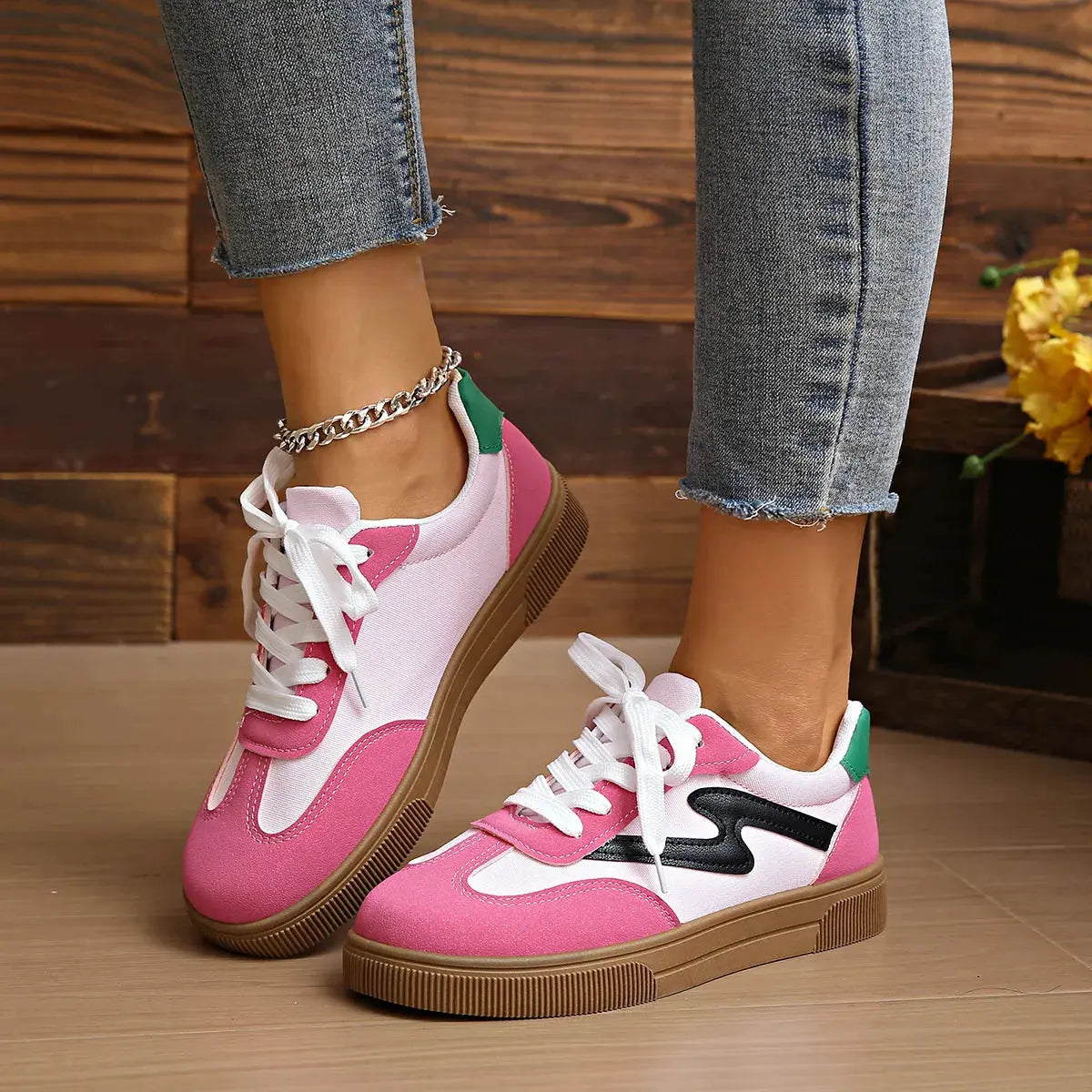 Round Toe Lace Up Sneakers by Partner Label