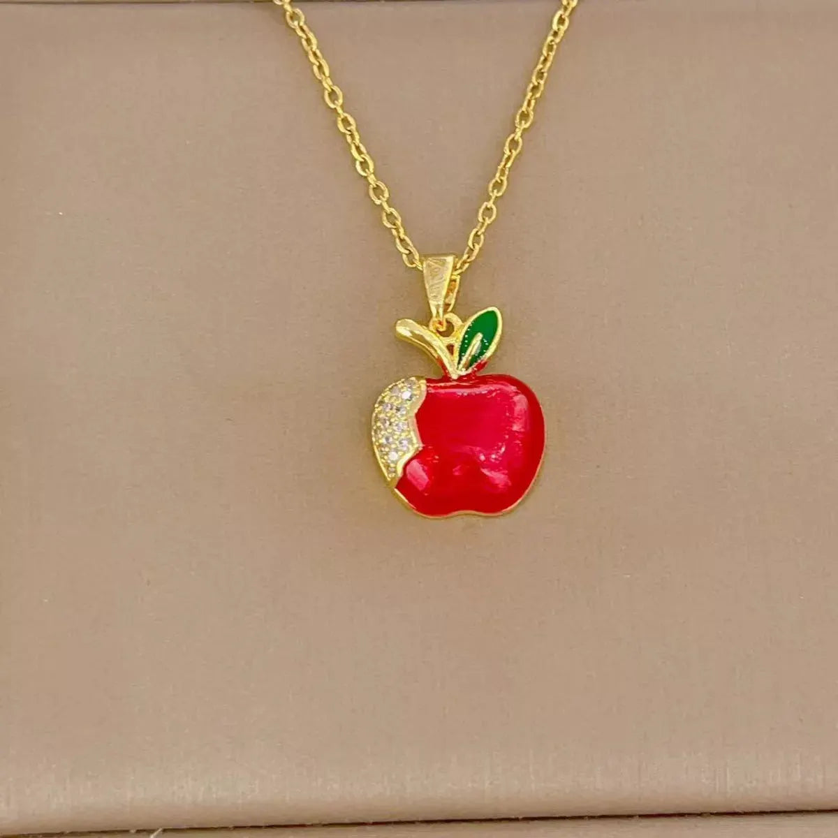 18K Gold-Plated Apple Necklace by Partner Labels