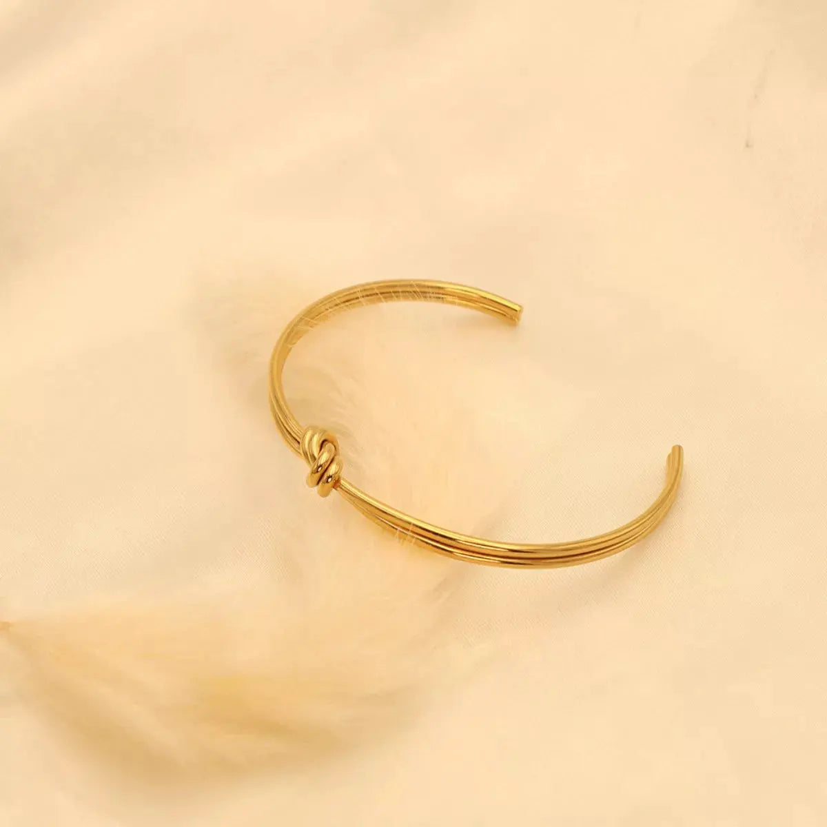 18K Gold-Plated Knot Open Bracelet by Partner Label