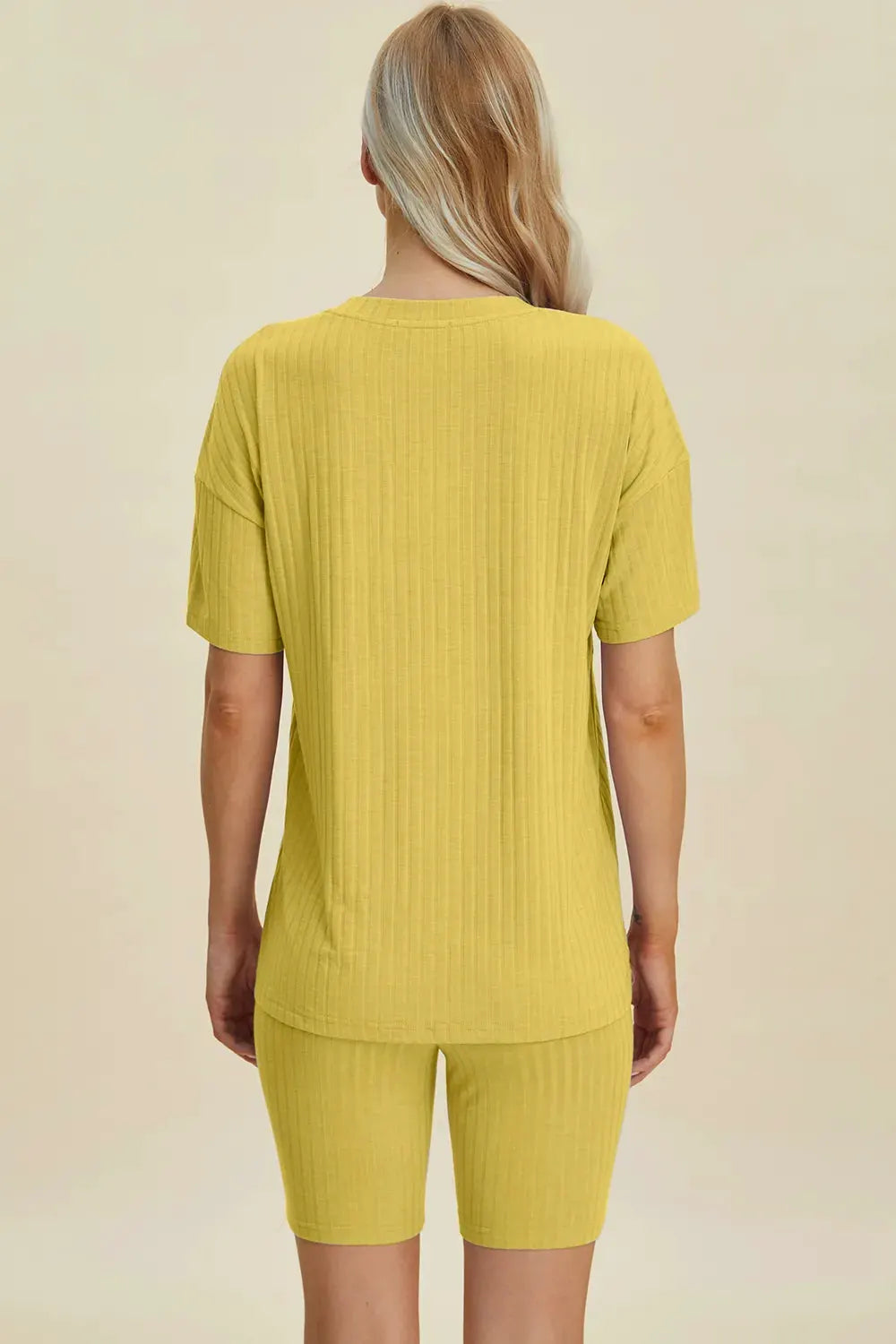 Basic Bae Full Size Ribbed V-Neck Short Sleeve Top and Shorts Set by Basic Bae