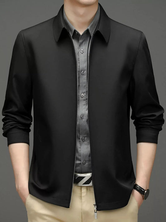 Men's Plus Size Zip Up Long Sleeve Jacket by Partner Label