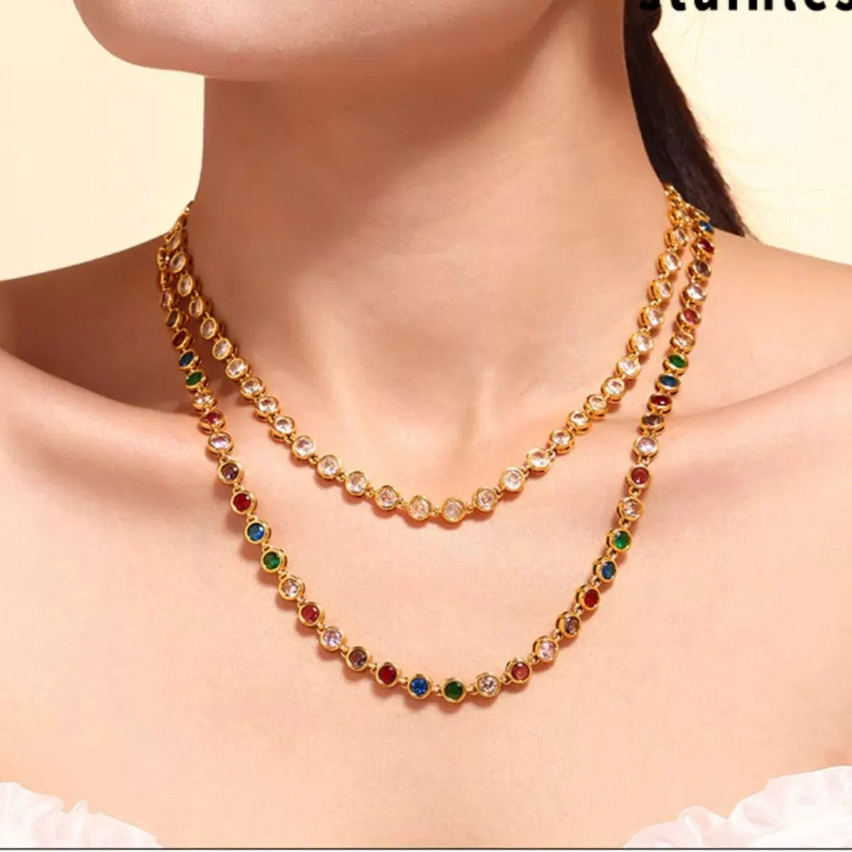 18K Gold-Plated Zircon Necklace by Partner Label