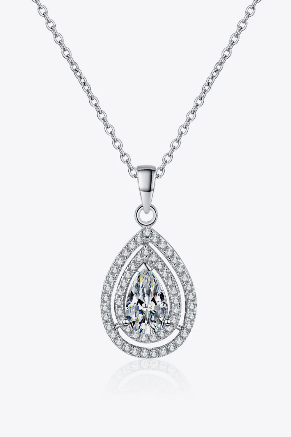 1 Carat Moissanite Teardrop Pendant Necklace by Partner Labels