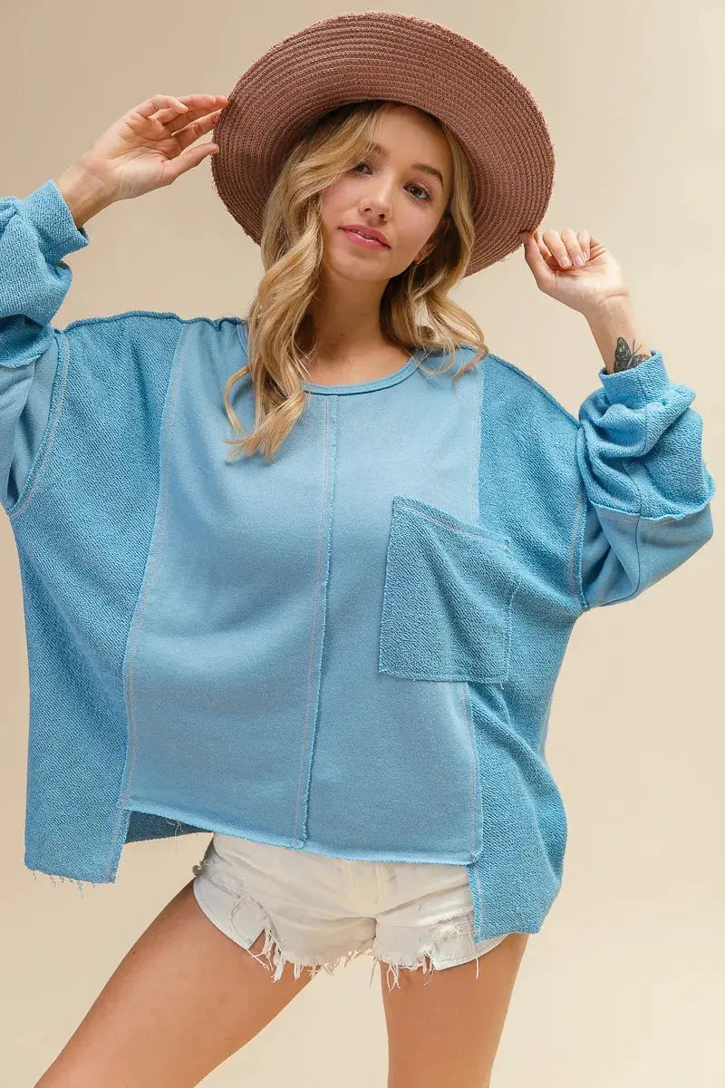 BiBi Oversized Pocket Front Sweatshirt by BiBi