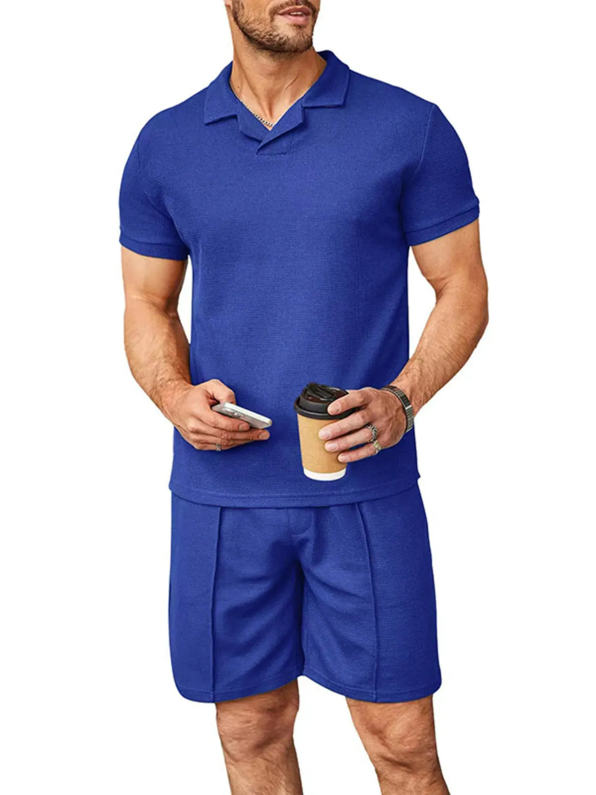 Men's Plus Size Short Sleeve Top and Shorts Set by Trendsi