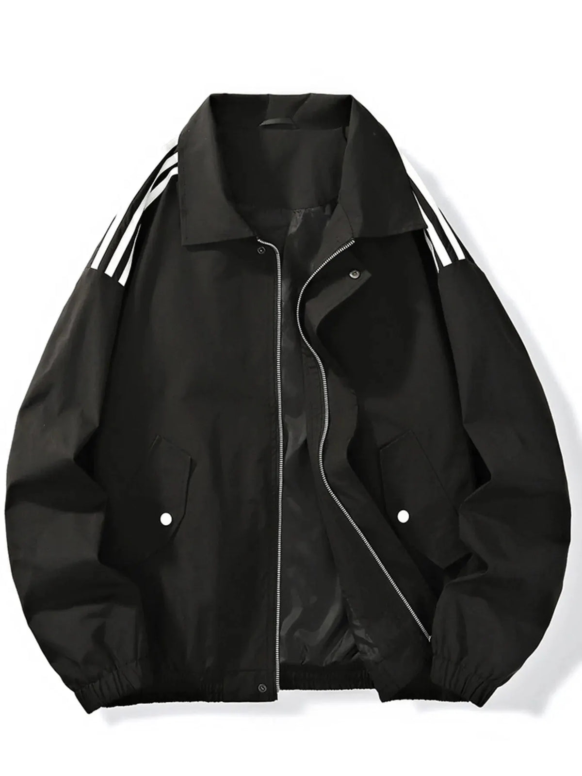 Men's Plus Size Striped Zip Up Jacket by Trendsi