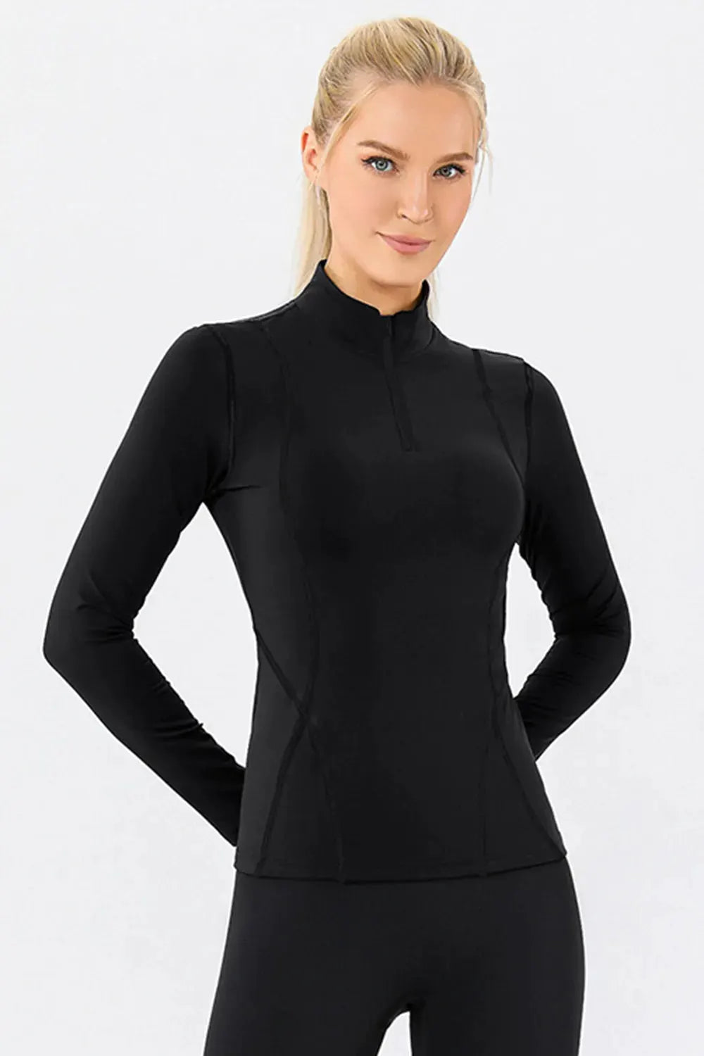 Mock Neck Quarter Zip Active T-Shirt by Partner Label