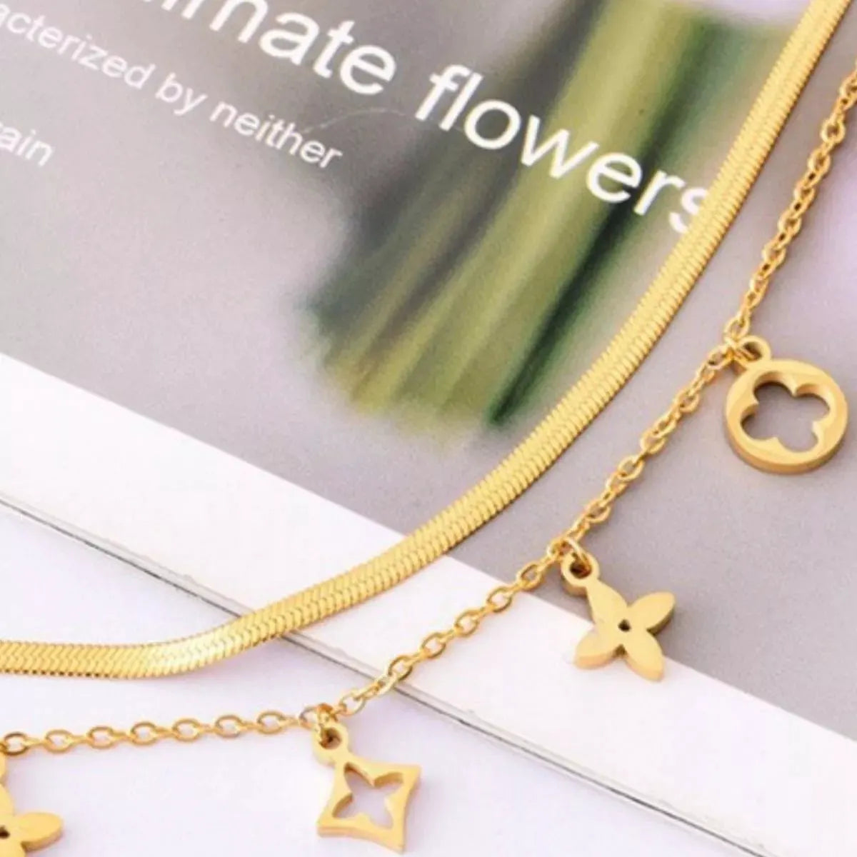 18K Gold-Plated Double Layered Charm Necklace by Partner Labels