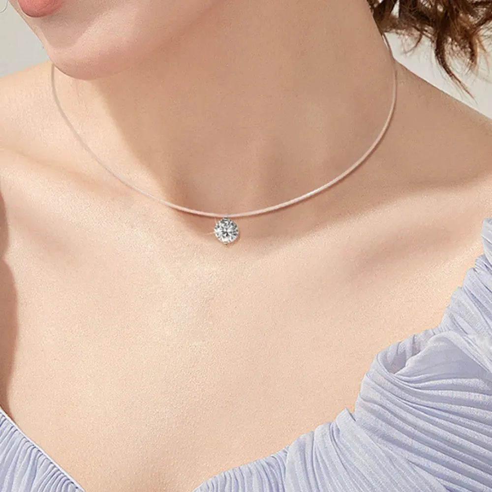1 Carat Moissanite 925 Sterling Silver Necklace by Partner Label