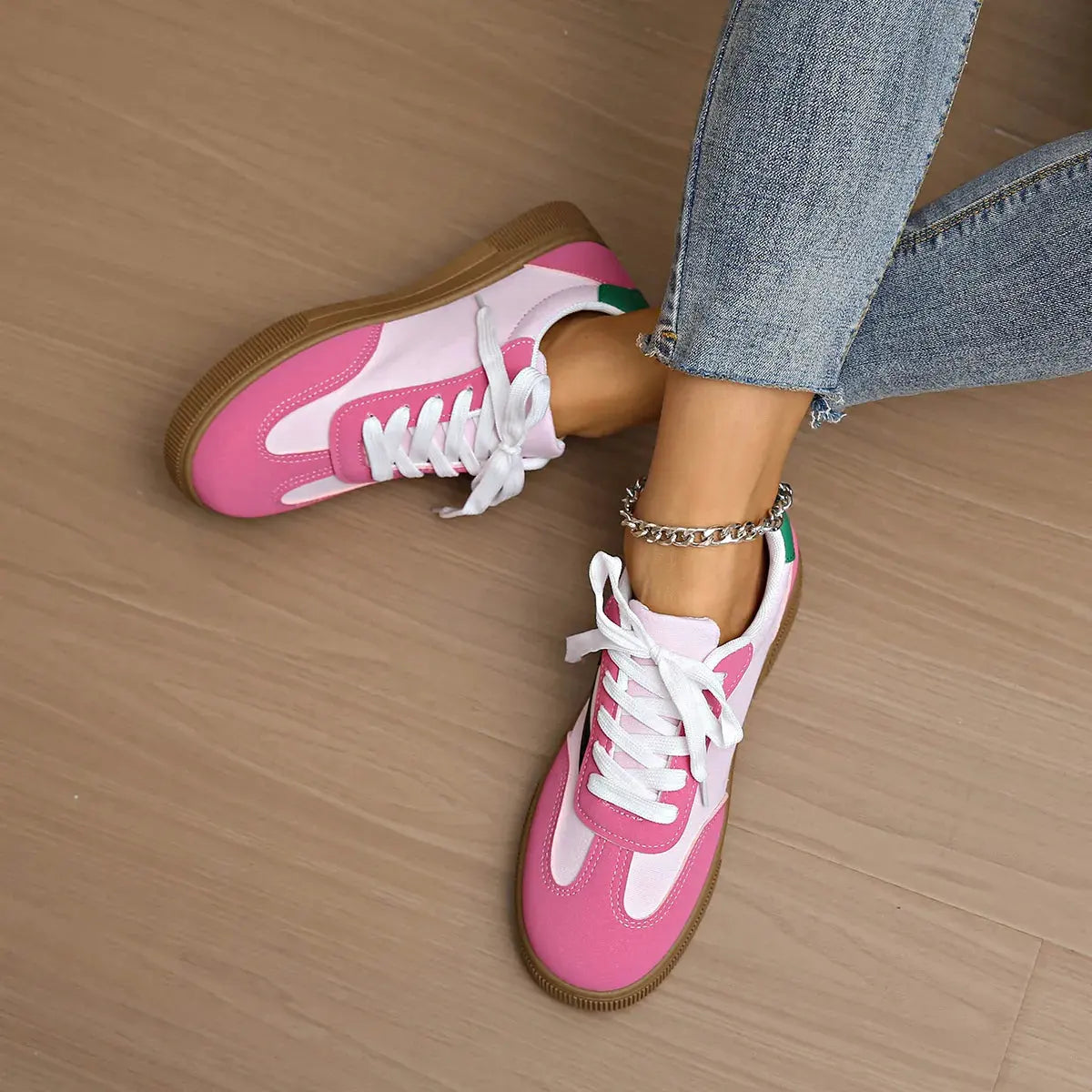 Round Toe Lace Up Sneakers by Partner Label
