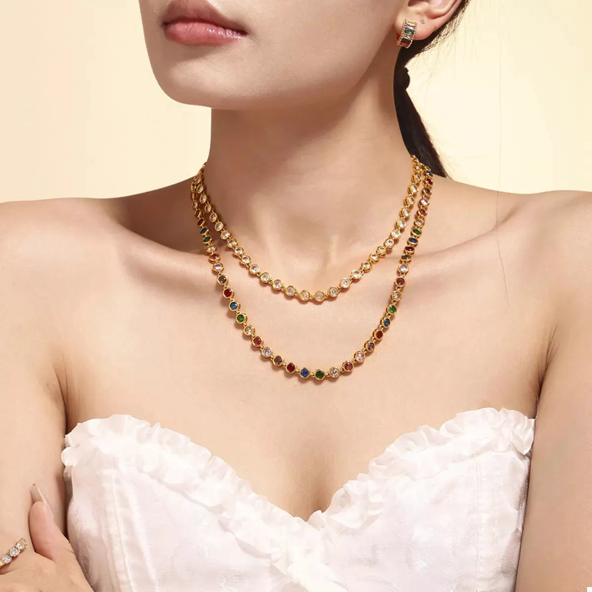 18K Gold-Plated Zircon Necklace by Partner Label