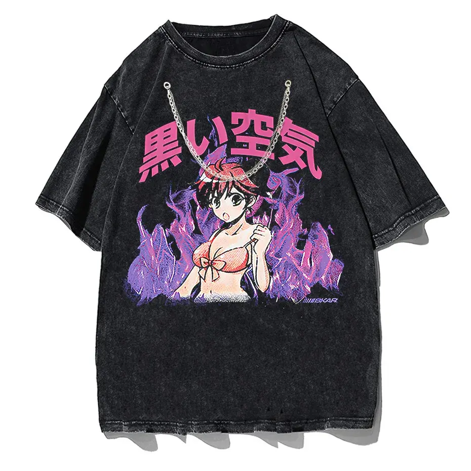Japanese Anime Girl Oversized Streetwear T-Shirt by Vimost Shop