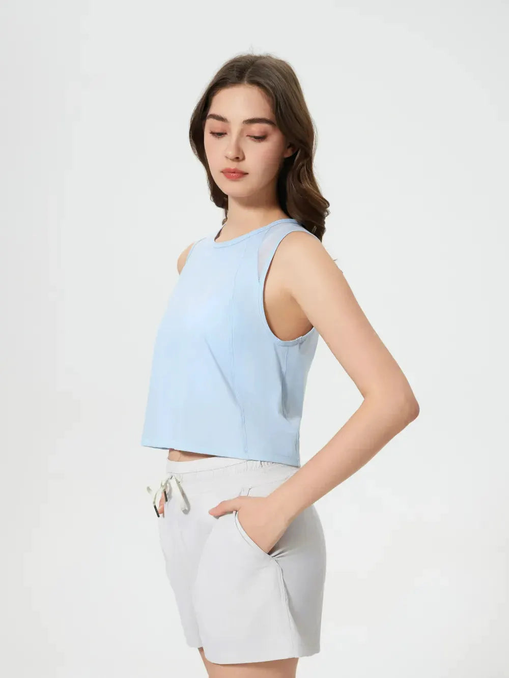 Millennia Round Neck Cropped Active Tank by Millennia