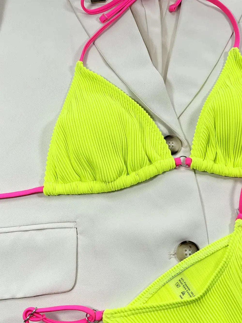 Ribbed Tie Back Bikini Set by Partner Label