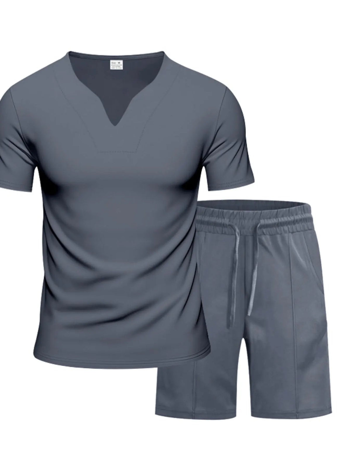 Men's Full Size V-Neck Short Sleeve T-Shirt and Shorts Set Plus Size by Trendsi