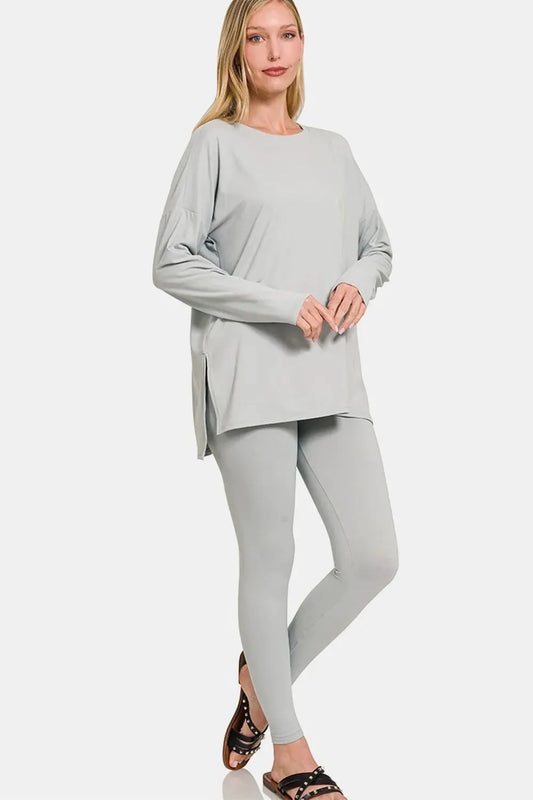 Zenana Full Size Brushed Microfiber Top and Leggings Lounge Set by Zenana