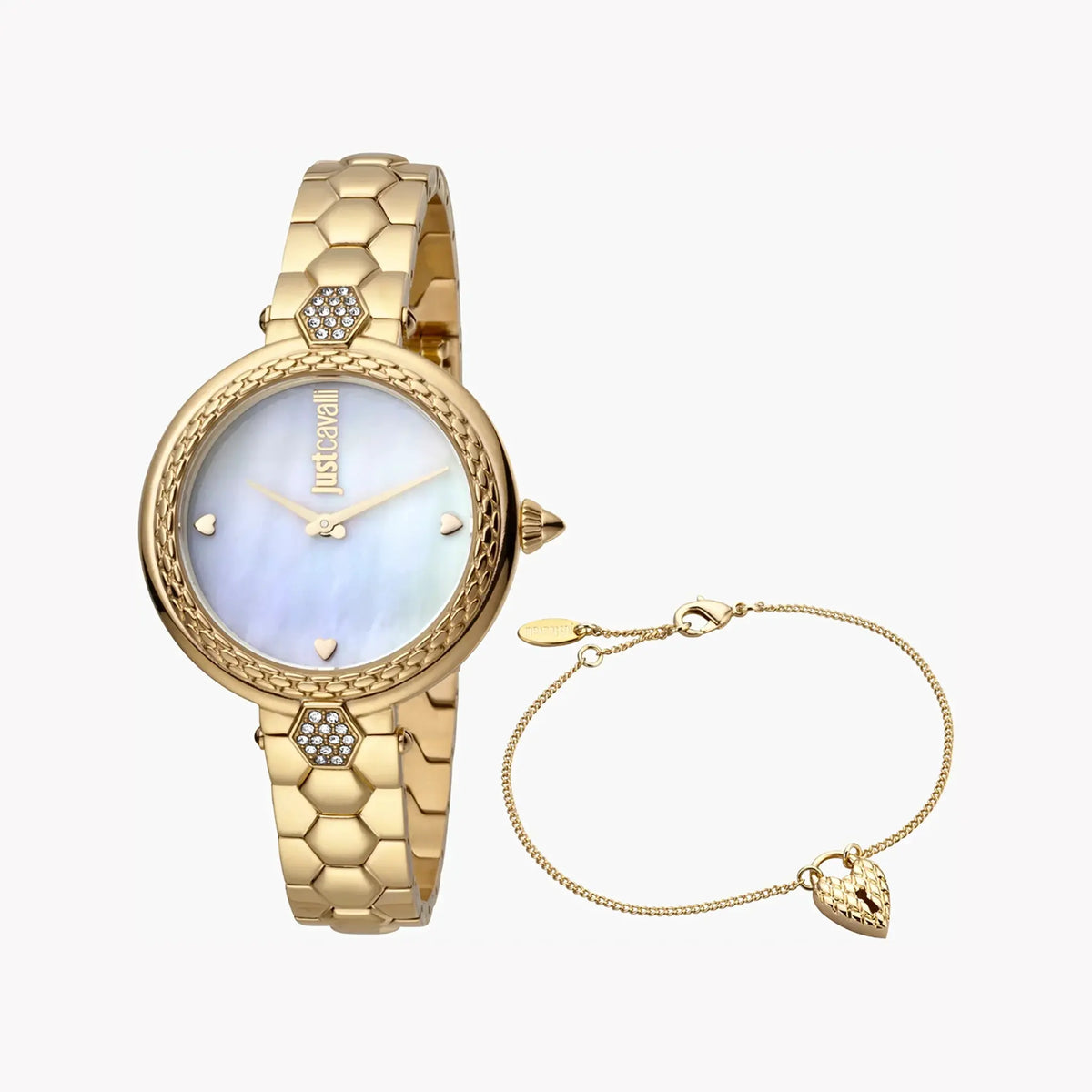 Just Cavalli Women's Gold Stainless Steel Watch, White Dial | Jc1l128m0565 by JUST CAVALLI