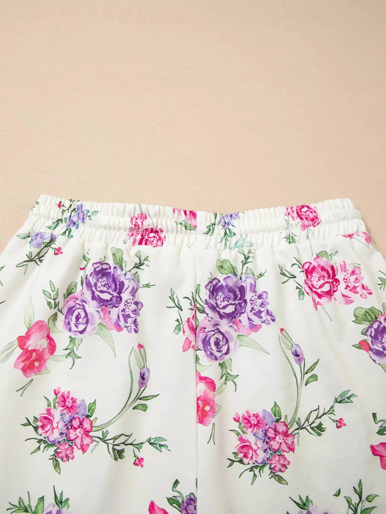 Floral Print Round Neck Top and Drawstring Pants Lounge Set by Partner Label