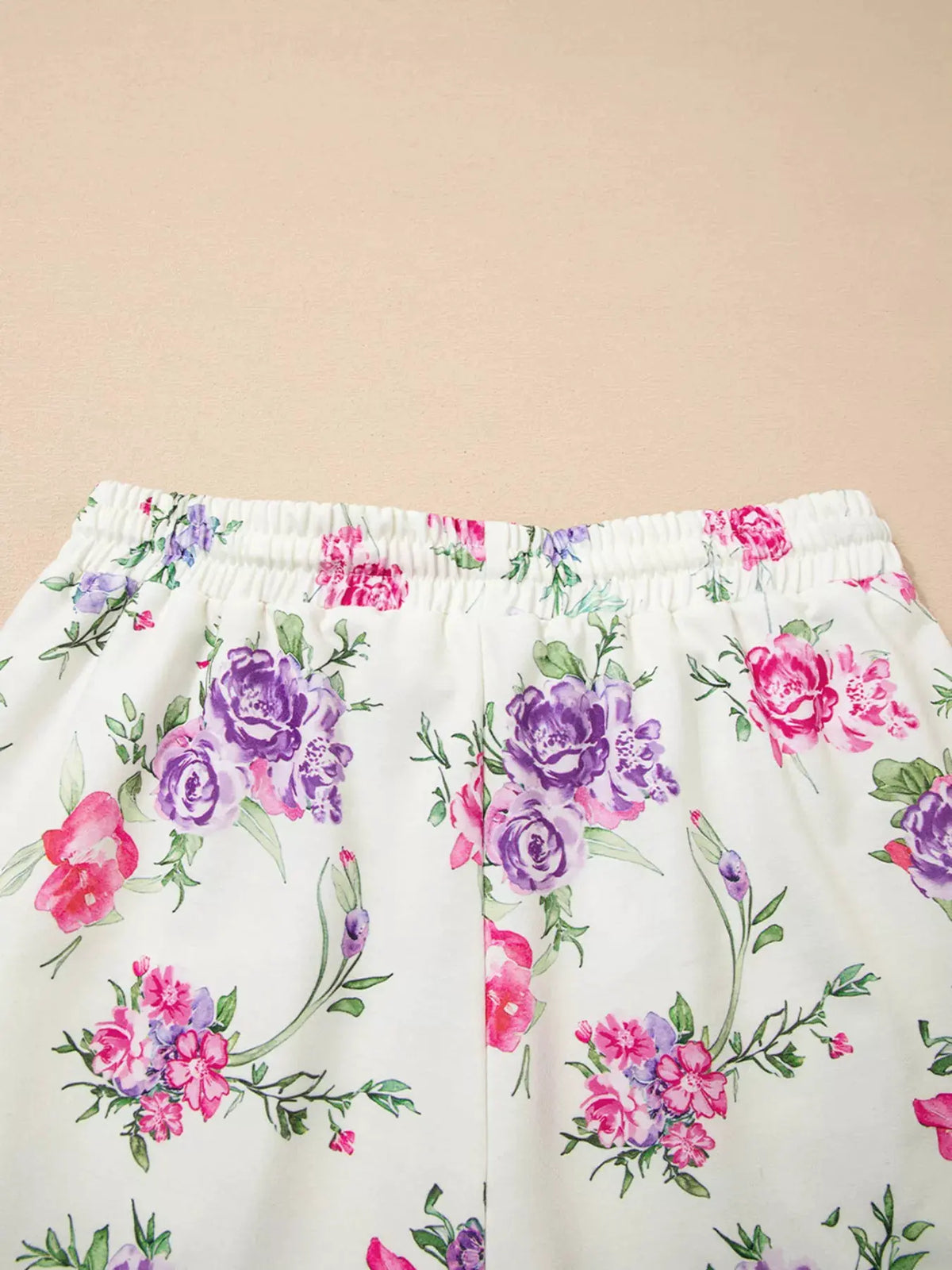 Floral Print Round Neck Top and Drawstring Pants Lounge Set by Partner Label