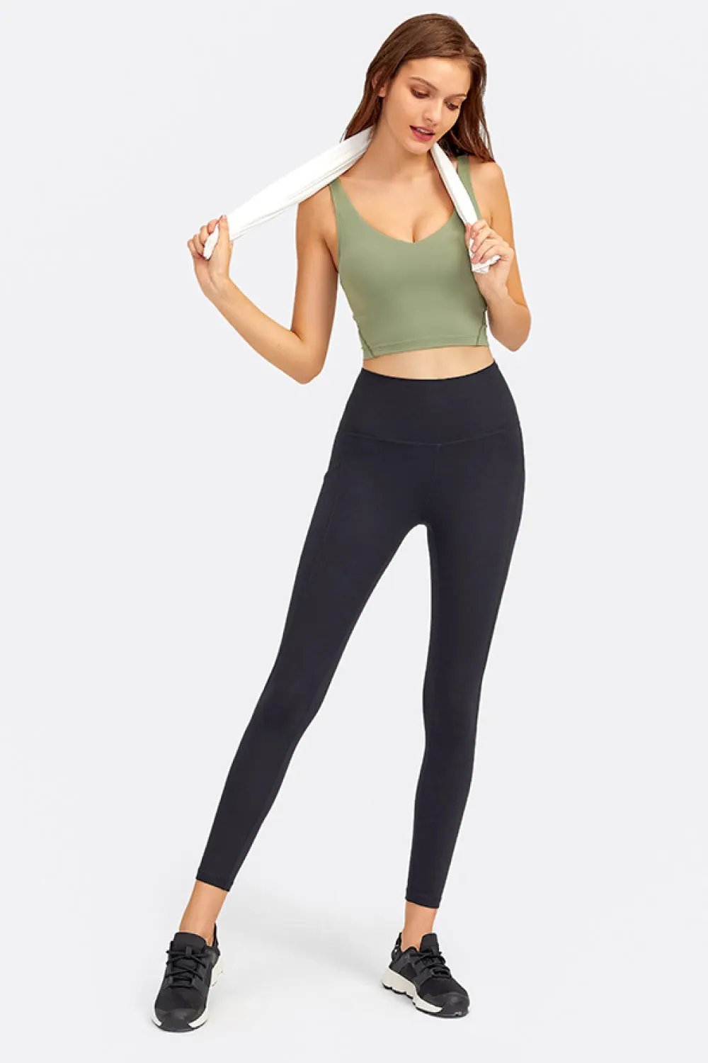 Millennia Deep V-Neck Crop Sports Bra by Millennia