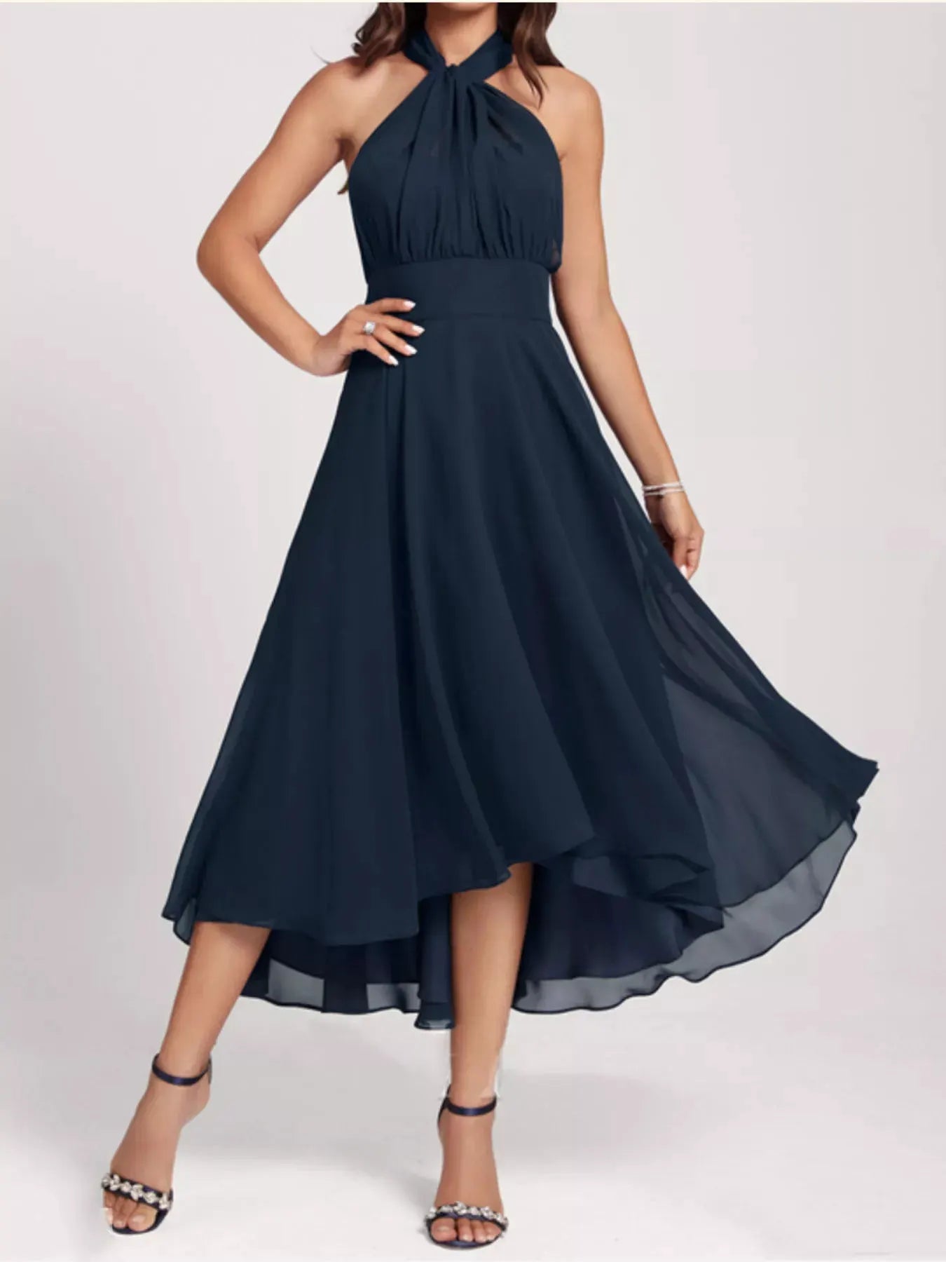 Ruched A-Line Midi Dress by Partner Label
