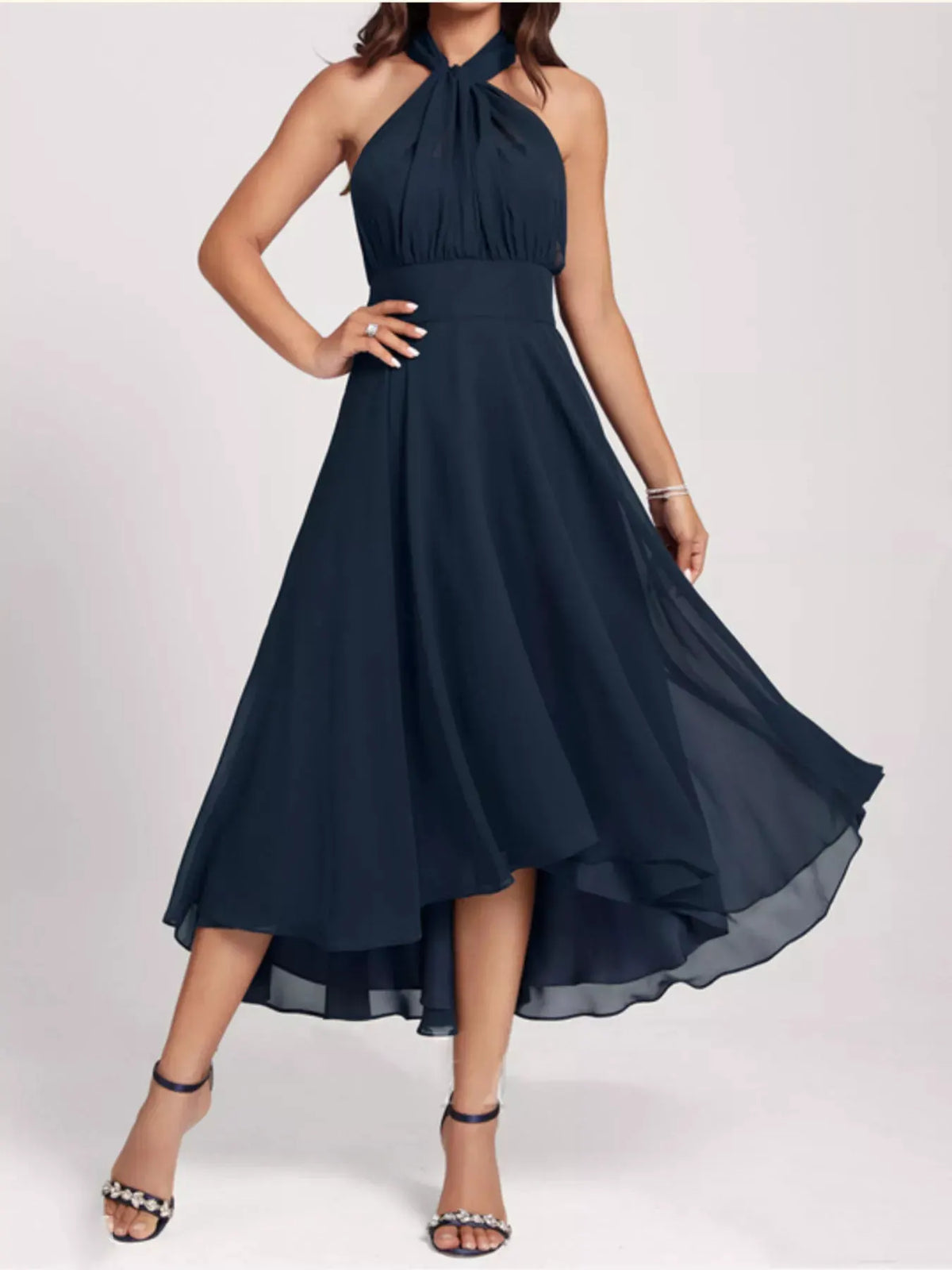 Ruched A-Line Midi Dress by Partner Label