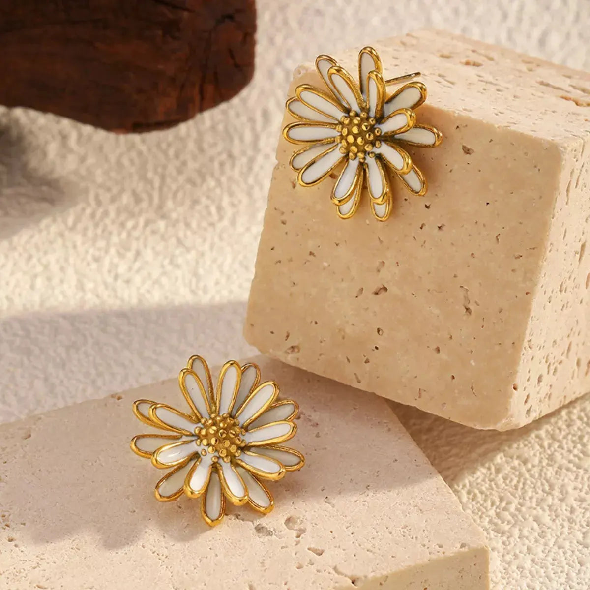 18K Gold-Plated Flower Stud Earrings by Partner Label