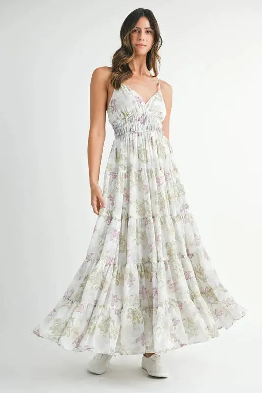 MABLE Floral Print Tiered Cami Maxi Dress by MABLE