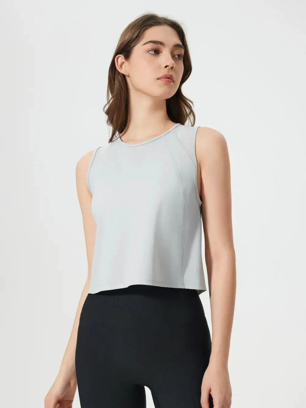 Millennia Round Neck Cropped Active Tank by Millennia