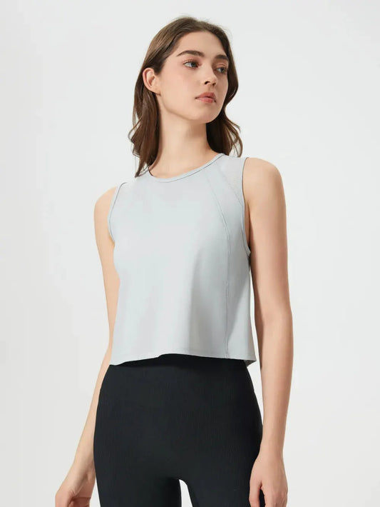 Millennia Round Neck Cropped Active Tank by Millennia