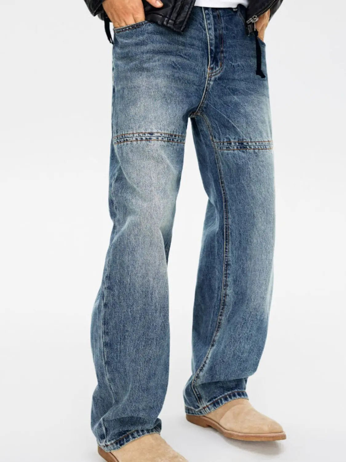 Men's Full Size Vintage Wash Relaxed Fit Jeans Plus Size by Partner Label