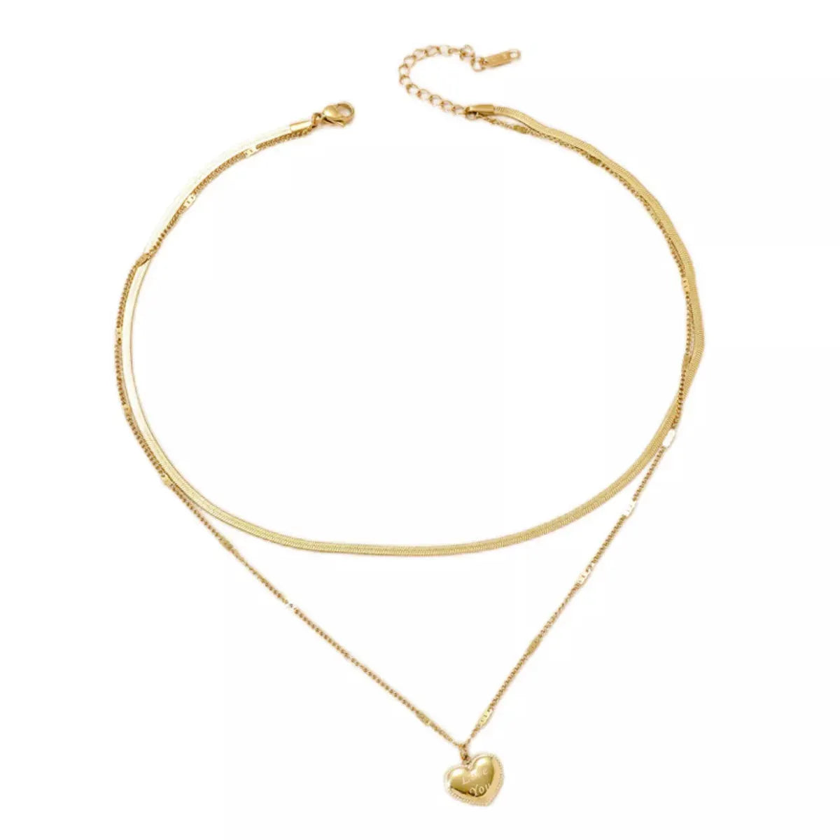 18K Gold-Plated Double Layered Heart Pendant Necklace by Partner Labels