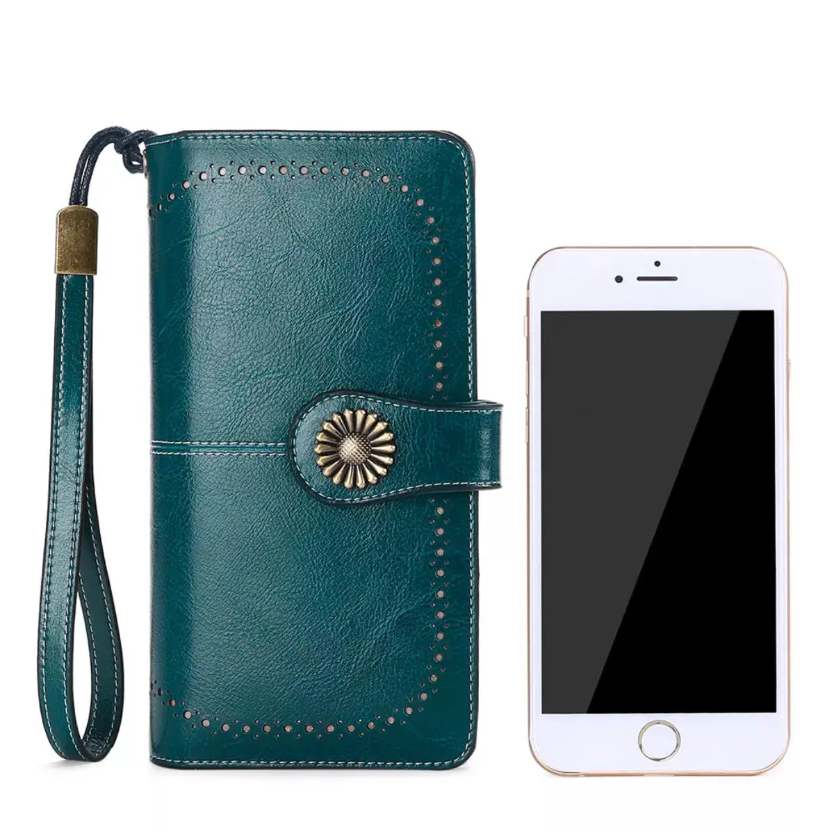 Vintage Style Leather Long Wallet by Partner Label
