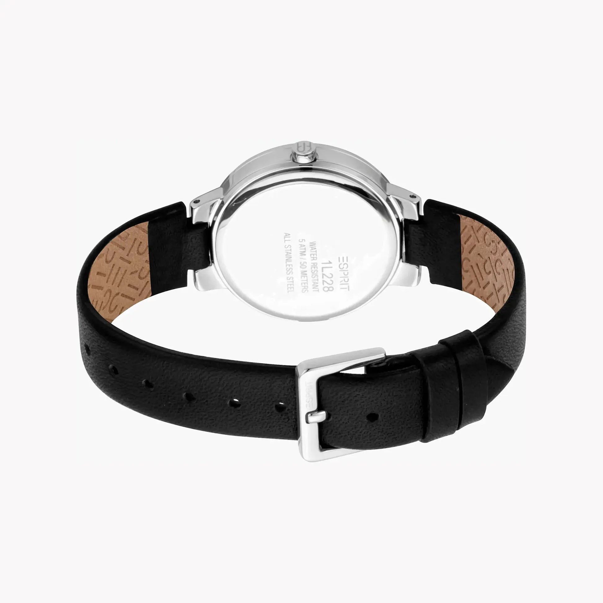 Esprit Women's Black Leather Watch, Silver Dial | Es1l145m0025 by ESPRIT
