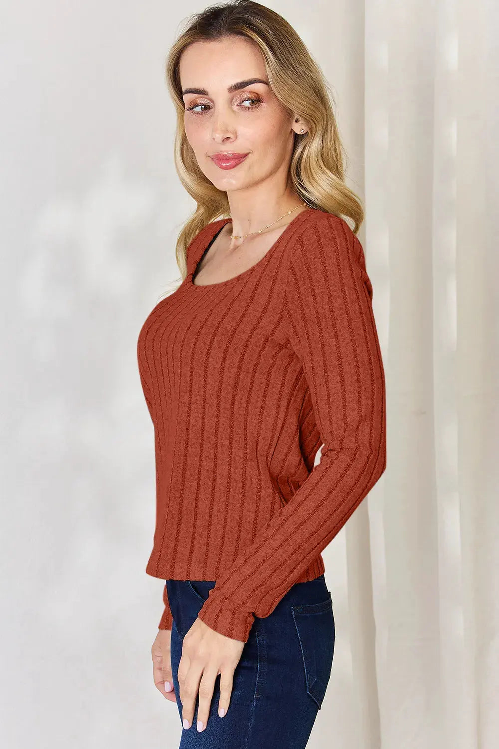 Basic Bae Full Size Ribbed Long Sleeve T‑Shirt | Partner Labels Selection by Partner Label