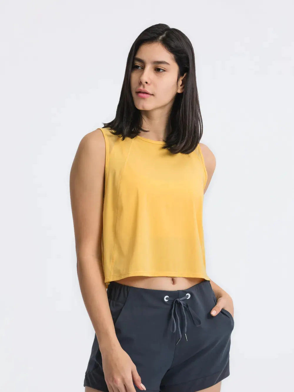Millennia Round Neck Cropped Active Tank by Millennia