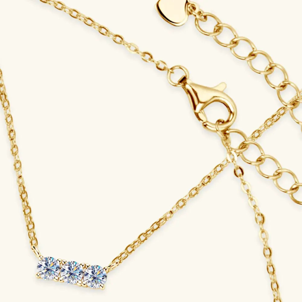 925 Sterling Silver Inlaid Moissanite Bar Necklace by Partner Label