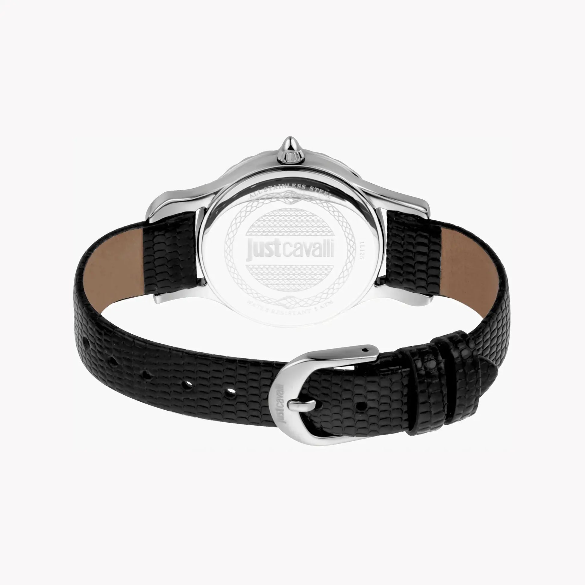 Just Cavalli Women's Black Leather Watch, Blue Dial | Jc1l125l0015 by JUST CAVALLI