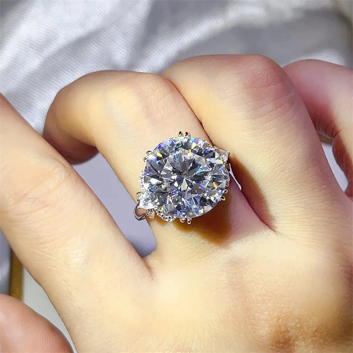 10 Carat Moissanite 925 Sterling Silver Ring by Partner Label
